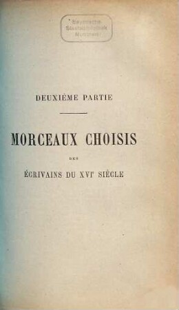 Le seizième siècle en France, II