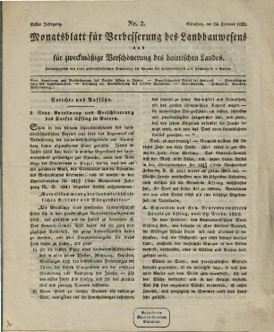 Monatsblatt für Bauwesen und Landesverschönerung : herausgegeben von einer gemeinschaftlichen Deputation der Vereine für Landwirthschaft und Polytechnik in Baiern. 1. 1821, Nr. 2 - 3