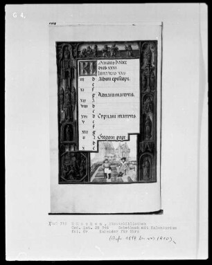 Gebetbuch mit Kalendarium — Buchseite mit Monatsbild März, Folio 6verso