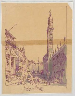 Bauernfeind, Gustav; Italien; Österreich; Schweiz; Studien- und Reiseskizzen - Piazza von Vicenza (Perspektive)