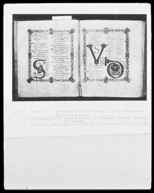 Psalter Ludwigs des Deutschen — Initialen V und D und Vollbordüre, Folio 10recto