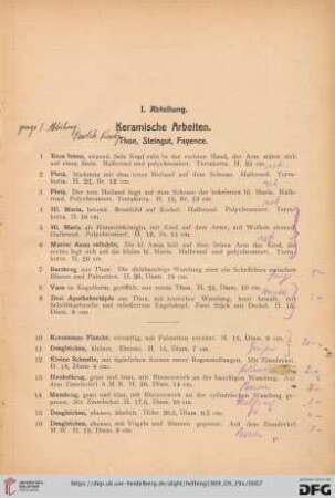 Keramische Arbeiten (Nr. 1-57)