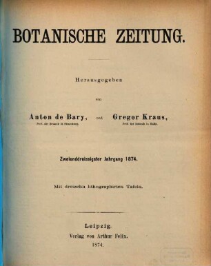 Botanische Zeitung. 32. 1874