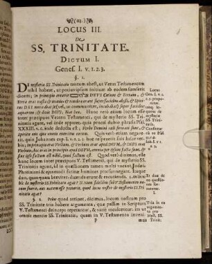 Locus III. De SS. Trinitate.