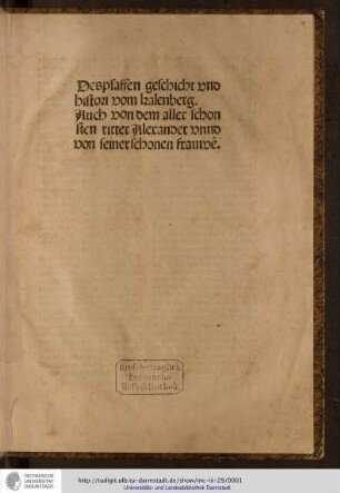 [Der Pfarrer vom Kalenberg] Des pfaffen geschicht vnd histori vom kalenberg