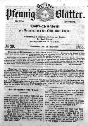No. 39, Sonnabend, den 22. September