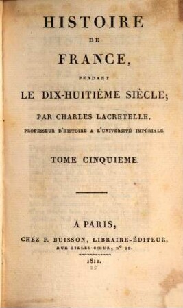 Histoire de France, pendant le dix-huitième siècle, 5