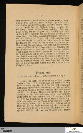 Lebenslauf, verfasst und verlesen von Herrn Helfer Knapp