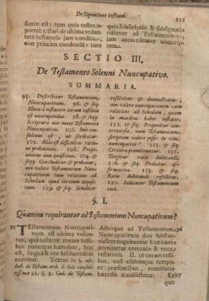 Sectio III. De Testamento Solenni Nuncupativo.