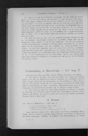 Versammlung zu Marienburg. - 1447 Aug. 17.