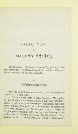 Kurzgefaßter Lehrplan für das zweite Schuljahr