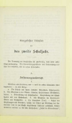 Kurzgefaßter Lehrplan für das zweite Schuljahr