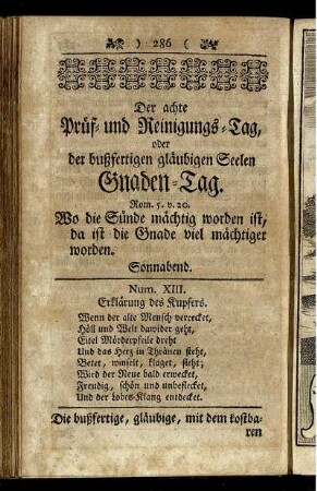 Der achte Prüf- und Reinigungs-Tag, oder der bußfertigen gläubigen Seelen Gnaden-Tag.