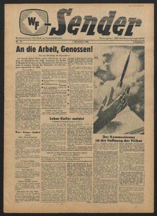 Betriebszeitung 'WF-Sender', Nr.42/1961 (10. Oktober 1961)