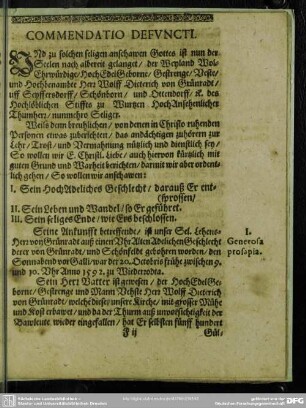 Lebenslauf : Commendatio Defuncti