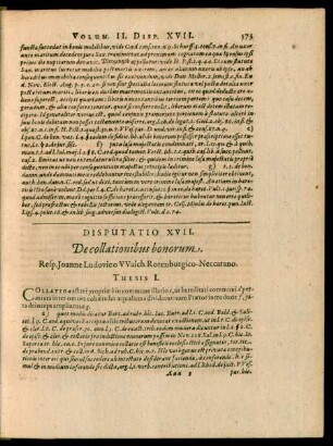 Disputatio XVII. De collationibus bonorum.