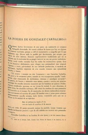 La poesía de González Carbalho