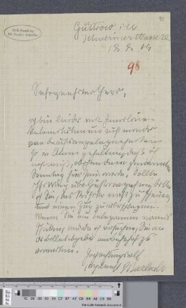 Brief an Gustav Schiefler