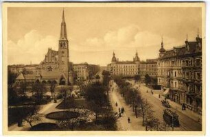 Stettin - Am Berliner Tor mit Bugenhagen-Kirche