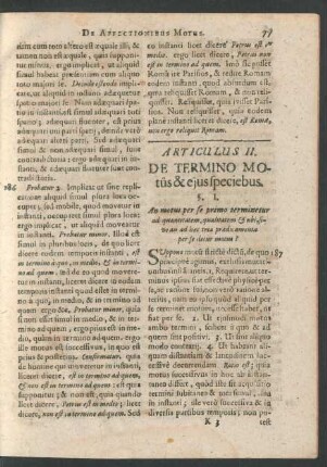 Articulus II. De Termino Motus & eius speciebus.