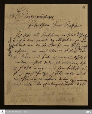 Brief von Heinrich XXIV. von Reuß-Köstritz an August Hermann Francke.