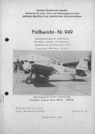 Applikationsanlage, modifiziert zum Flugzeug M 18 A