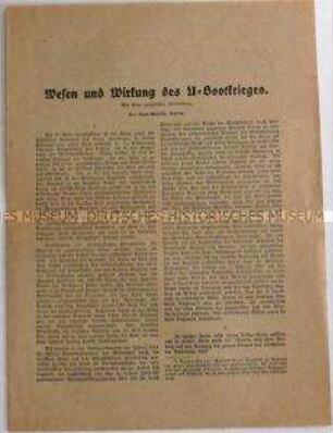 Sonderdruck über den U-Boot-Krieg