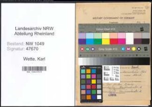 Entnazifizierung Karl Wette , geb. 11.07.1910 (Kaufmaennischer Angestellter)