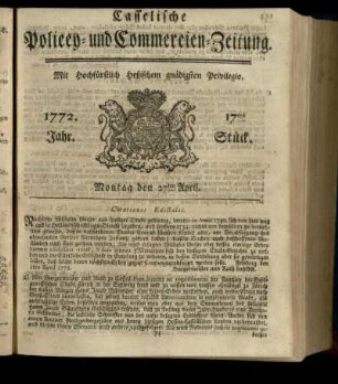17tes Stueck, Montag den 27ten April 1772