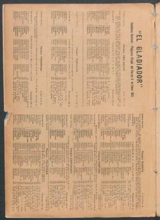 "El Gladiador" - Hipódromo Nacional, Programa oficial del viernes 6. de enero 1905