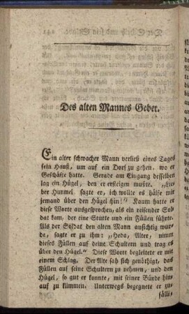 Des alten Mannes Geber