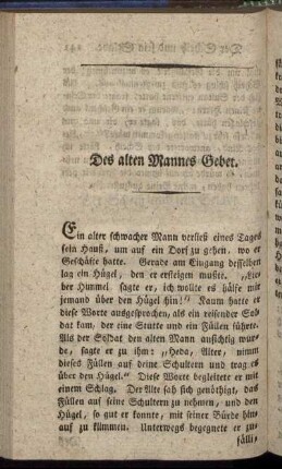 Des alten Mannes Geber