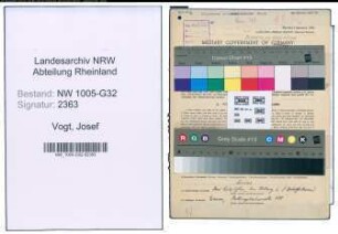 Entnazifizierung Josef Vogt , geb. 15.07.1907 (Stadtsekretaer)