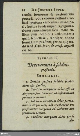 Titulus II. De reverentia a subditis praestanda