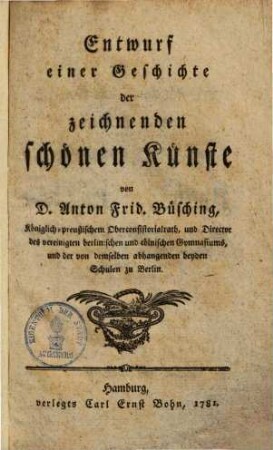 Entwurf einer Geschichte der zeichnenden schönen Künste