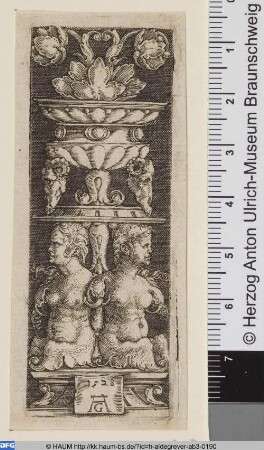 Vase über zwei Sirenen, Hochfüllung