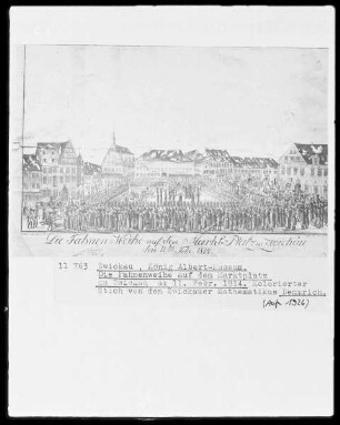 Die Fahnenweihe auf dem Marktplatz in Zwickau den 11. Febr. 1814