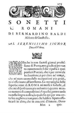 Al Serenissimo Signor Duca d'Vrbino.