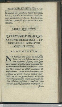 Liber Quintus. Quibus Modis Acquirantur Beneficia, Et Ecclessiae Ministri Ordinentur