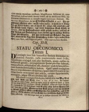 Cap. XVII. De Statu Oeconomico.
