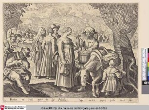 [Ein Mann verkauft Ringeltauben; The sale of wood pigeons]