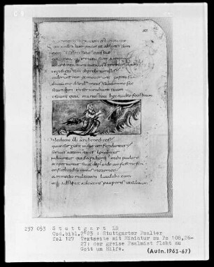 Der Stuttgarter Bibelpsalter — Der Gerechte betet zur Hand Gottes, Folio 127recto