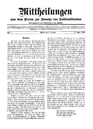 Mitteilungen aus dem Verein zur Abwehr des Antisemitismus. 2. 1892