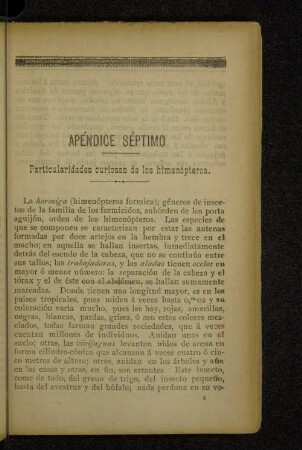 Apéndice séptimo Particularidades curiosas de los himenópteros.