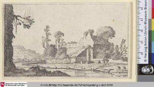 [Ruine in ein Bauernhaus umgewandelt, an einem Fluss; Ruins transformed into a Farm on a River]