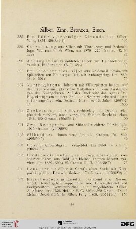 Silber, Zinn, Bronzen, Eisen (Nr. 388-467)