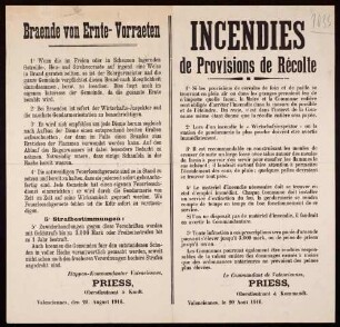 "Braende von Ernte-Vorraeten" und Maßnahmen zu deren Verhütung