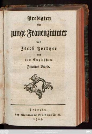 Bd. 2: Predigten für junge Frauenzimmer : aus dem Englischen