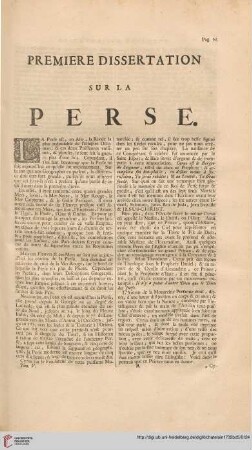Première dissertation sur la Perse