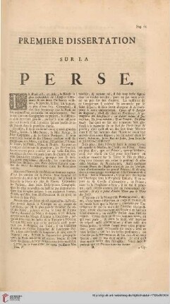 Première dissertation sur la Perse